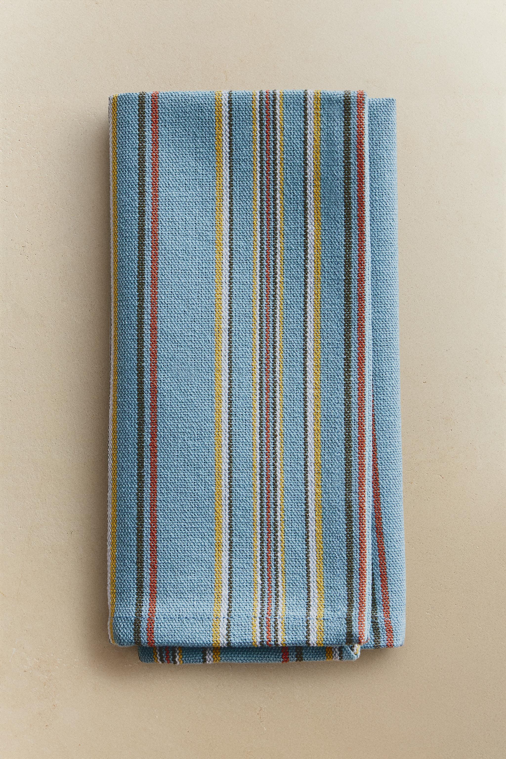 LOT SERVIETTES DE TABLE COTON RAYURES MULTICOLRES (LOT 4)